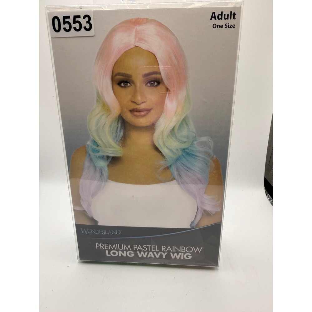 Wonderland Premium Pastel Rainbow Long Wavy Wig Adult One SZ Cosplay Costume NEW